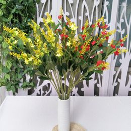 Decorative Flowers 1pc 7 Forks Rapeseed Flower Artifciail Silk Home Garden Decoration Plant Wedding Party Floral Arrangement Material