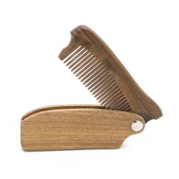 100pcslot Your LOGO Customised Folding Combs Green Sandalwood Wooden Comb Beard Comb for Men Foldable Comb Engrave LOGO