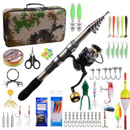 Rod Reel Combo 2.1 2.7m Telescopic Casting Fishing With Lure Accessories Kit Portable and 5.2 1 Gear Ratio Set 230609