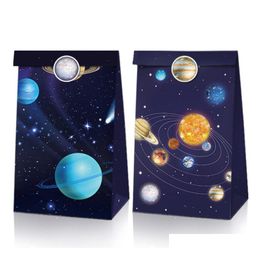 Packing Bags Star Space Party Bag Birthday Candy Gift Paper Bag22X12X8Cm Drop Delivery Otqfv