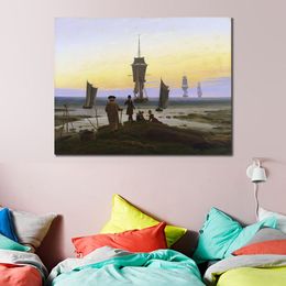 Handmade Landscape Canvas Wall Art The Stages of Life Caspar David Friedrich Painting Artwork for Restaurant Modern Decor