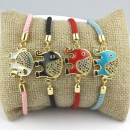 Link Bracelets 10pcs/lot Design Colourful Cz/enamel Bracelet Plated Elephant Shape Cubic Zircon Component Wholesale