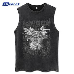 Men's Tank Tops Distressed Washed Oversized Vest Japanese Anime Girls Graphic Tanks Tops Hipster Mens Summer Hip Hop Casual Sleeveless Tees 230609