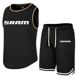 Men's Tracksuits SRAM Summer basketball Sleeveless T-Shirt Set Men Tank Top Shorts Male Fitness Competition Training Vest ventilate Tracksuit 230609