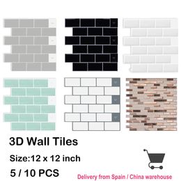 Switch Stickers 5 10pcs 3D Waterproof Kitchen Wall Sticker 12 12 inch Strong Adhesive Peel And Stick Tiles Home Wallpaper 230609