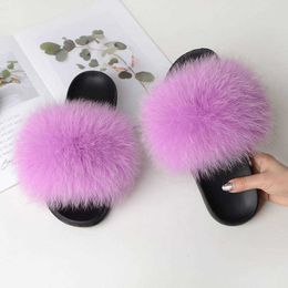 Sandals Coolsa New Womens Casual Furry Flip Flops Real Sandals Lady Fluffy Slides Plush Flat Slippers Travel Shoes 230417