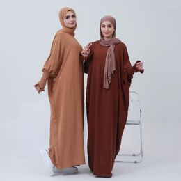 Ethnic Clothing Ramadan Eid Muslim Prayer Garment Solid Colour Abaya Dubai Turkish Loose Robe Islamic Women Modest Maxi Dress