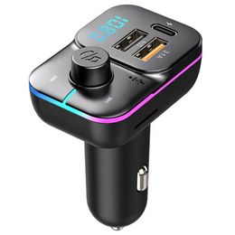 New FM Transmitter Bluetooth 5.0 Handsfree Car Kit Audio MP3 Player With USB Type-C Fast Charger Auto FM Modulator