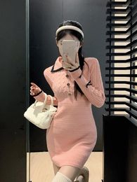 Casual Dresses Sweet Knitted Sweater Dress Woman Slim Sexy Bodycon Y2k Mini Elegant Party One Piece Korean Chic 2023 Spring