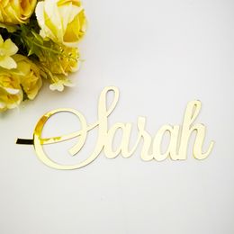 Other Event Party Supplies Custom Mirror Rose Gold Baby Name Sign Nursery Wall Decoration Personalised Black Name Sign Rustic Wedding Party Baptism 230609