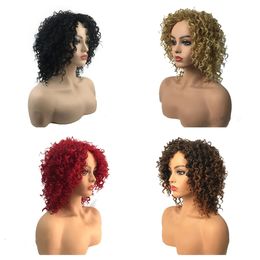 Synthetic Wigs FAVE Loose Body Wave Curly Bob Wig Side Part Lace For Black White Woman Heat Resistant Fibre Cosplay Party Daily