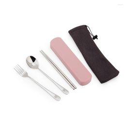 Dinnerware Sets Portable Camping Chopsticks Cute Tableware Set Travel Knife Pink Kitchen China Dinner Vajillas Completas Lunch Box 18