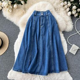 Skirts Oversize Fashion Street Skirt 2023 Autumn Winter A Line Denim Women Sun Casual Solid High Waist Women's Long