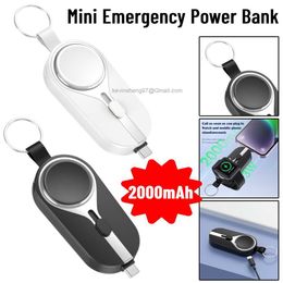 Free Customised LOGO 5V 3000mah Power Banks Mini Wireless Keychain Emergency Pover Bank Phone and Watch Emergency Power with Retractable Plug