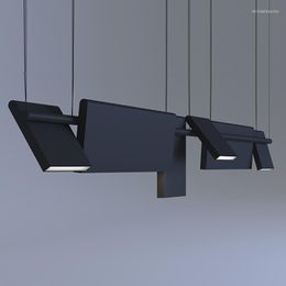 Chandeliers Led Art Chandelier Pendant Lamp Light Modern Design Rotatable Black Lighting Dining Decor Bar Loft Hanging Fixtures