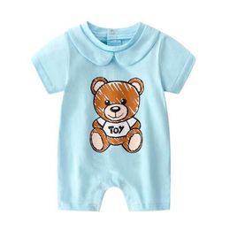 Newborn Baby Rompers Body Suits Cover Newborn Boys Girls One-pieces Clothes Solid Color Printed Bear BB Baby Spring and Autumn Lon225S