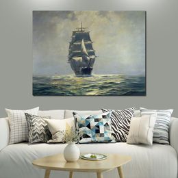 High Quality Riding Light Frank Vining Smith Painting Marine Landscapes Canvas Art for Reading Room