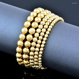 Link Bracelets SINLEERY Ball Bangle Gold Color Round Beads For Women Fashion Jewellry Accessory Gift Couple SL167 SSB