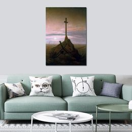 Romantic Landscape Canvas Art The Cross on The Baltic by Caspar David Friedrich Painting Handmade Exquisite Wall Decor