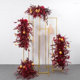 Decorative Flowers Custom Artificial Flower Row Arrangement Wedding Arch Deco Table Road Lead Ball Party Event Stage Backdrop Display