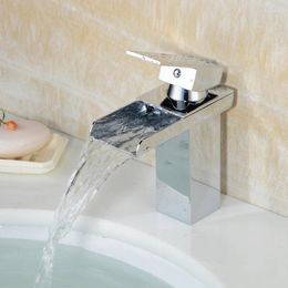 Kitchen Faucets 1Pcs Faucet Single Lever Non-toxic Waterfall Sink Brass Basin Washing Taps Bathroom Mixer