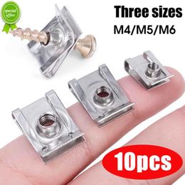 New 10pcs M8 M6 M5 M4 U Type Clips with Thread Stainless Steel 8mm 5mm 6mm 4mm Reed Nuts Scooter ATV Moped for Car Motorcycle