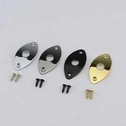 1 Piece Oval Curved Metal Jack Plate For Electric Guitar Bass Black Gold Chrome Gutiar Parts