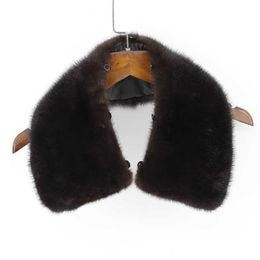 Shzq 100% Genuine Real Mink Fur Collar Men Winter Coat Scarf Accessory Women Jacket Fur Collar Black Coffee Chinese Retail Whole H225K