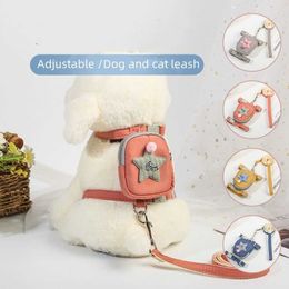 Dog Collars Leashes Adjustable Portable Accessories Poodle Chest Strap Pet Backpack Harness Bag Traction Rope Knapsack Z0609