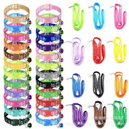 Dog Collars Pet Collar Nylon Adjustable Claw Reflective Colour Bell Cat Traction Rope Set For Puppy Small Supplies