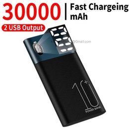 Free Customized LOGO Two-way Fast Charging Power Bank Portable 30000mAh Charger Digital Display External Battery Charger for xiaomi iPhone Samsung