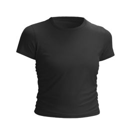 LL Kurzarm-Yogabekleidung Damen-Kurzarm-T-Shirt Lu Kurzes, atmungsaktives, enges Brokat-Ammoniak-Rippen-Hochelastisches Sportbekleidung