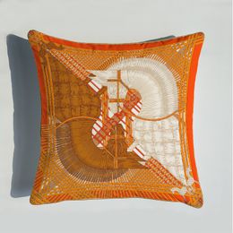 2023 Luxury Square Cushion/Decorative Pillow Velvet Fabric French Luxury Orange Style Horse Home Sofa Cushion Cover Pillowcase Without Core Living Room Bedroom