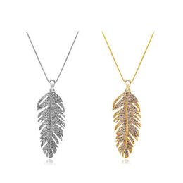 Dangle Chandelier Fashion Love Wings Bohemian Feather Leaf Crystal Pendant Link Chain Necklace Or Earrins Women Valentines Day Gif Dhnwl