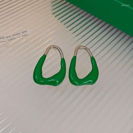 Stud Earrings Alloy Green Big Dripping Oil Irregular Geometric For Women Girls Fashion Vintage Accessories Gifts