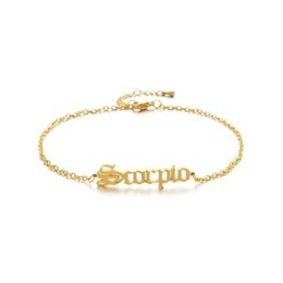 Chain Personalised Letter Zodiac Bracelet Stainless Steel Old English Intial Bracelets For Women Fashion Jewellery Gift Drop Delivery Dh8Og