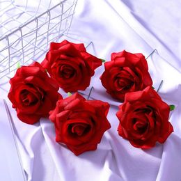 Decorative Flowers 10 Pcs Artificial Rose No Watering Multiple Layers Petals Faux Silk Simulation Flower DIY Floral Wall Decoration Wedding