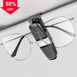 New Car Carbon Fiber Look Glasses Clip 180 Degree Adjustable Sun Visor Car Sunglasses Holder Universal Auto Card Ticket Fastener