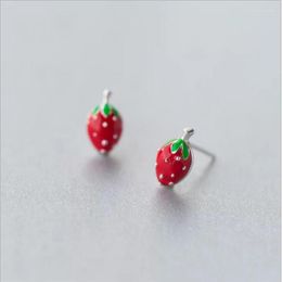 Stud Earrings Brincos Earings Earring Fashion Cute Tiny Sweet Little Strawberry Gifts For Kids Lady