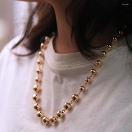 Chains 585 Rose Gold Colour Beaded Chain Necklaces For Women Girls Beads Link Necklace 60cm Gift Jewellery Wholesale Gifts DCN47