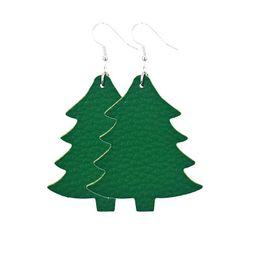 Charm Fashion Christmas Tree Leather Earrings Gift For Women Printed Drops Earring Jewellery Drop Delivery Dhqbx