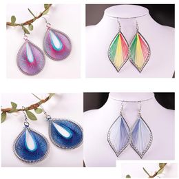 Charm Handmade Colorf Silk Thread Dangle Earrings For Women Diy Bohemian Creative Ethnic Girls Party Jewellery Drop Delivery Dhuk4