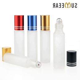 100 Pieces/Lot 10ml Mini Refillable Perfume Bottle Frosted Glass Roll On Essential Oil Vial Trave lEmpty Sample Nubsi