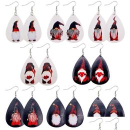 Charm Teardrop Christmas Dwarf Earring For Women Girls Jewelry Lightweight Faux Leather Earrings Holiday Gifts Drop Delivery Dhn1X