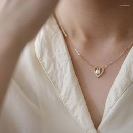 Pendant Necklaces Fashion Gold Color Heart Shape Necklace Full Zircon Pearl For Women's Fine Jewelry Lover's Gifts