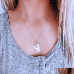 Pendant Necklaces Cute Bad Bunny Necklace Stainless Steel Hip Hop Jewellery For Women And Men Drop Delivery Pendants Dhekh