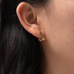 Stud Earrings Design U-shaped Opening Stainless Steel For Women Geometric Three Layers Of Circles Ladies Ear Studs Jewellery