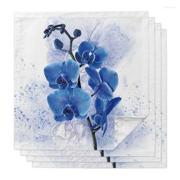 Table Napkin 2Pcs Watercolour Blue Flower Reusable Cloth Wedding Decoration Polyester Towels For Party Birthday Decor