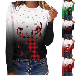 Women's Blouses Autumn And Winter Women Blouse Female High Street Shirts Fall Tops Mujer Verano 2023 Christmas Elk Print Shirt