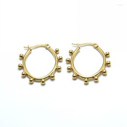 Hoop Earrings WTLTC 3cm Gold Color Beaded For Women Multi Tiny Ball With Charm Round Dotted Hoops Boho Jewelry